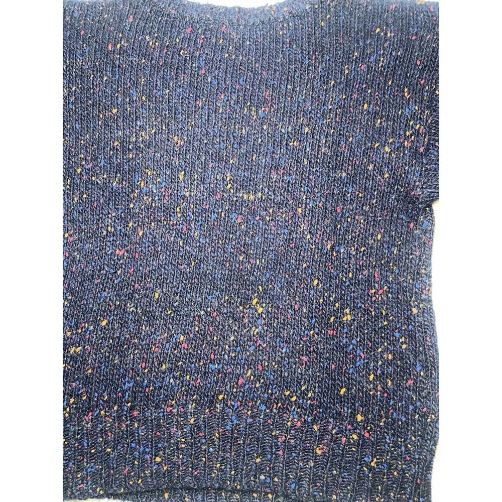Geometric Rainbow Speckled Navy Blue Wool Sweater - Picture 14 of 15